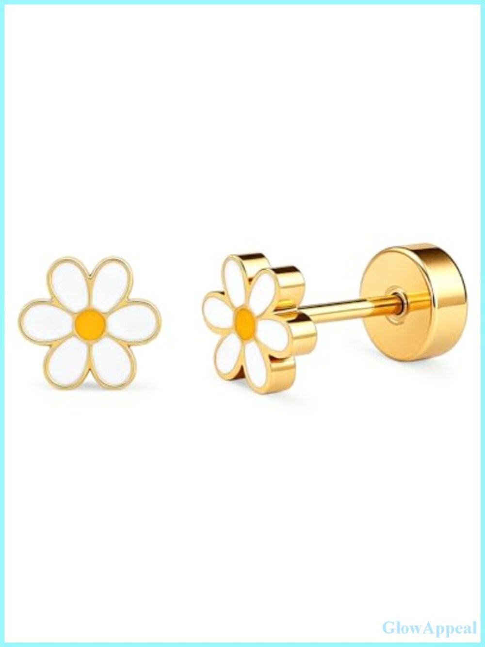 18K Gold Plated Surgical Stainless Steel Daisy Stud Earrings for Women